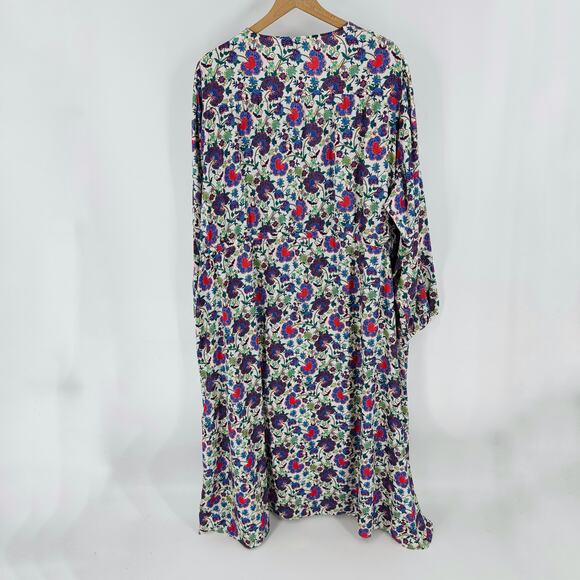 Summersalt Cinched Waist Long Sleeve Caftan Midi Dress Floral Print Size 1XL - Picture 3 of 10